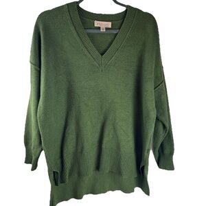 Philosophy Woman Plus Green V-neck Sweater Pullover Hi/Lo 2X